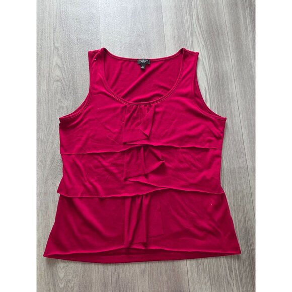 Talbots Womens Petites Tiered Cascading Ruffle Tank Top LP Red - Picture 3 of 7